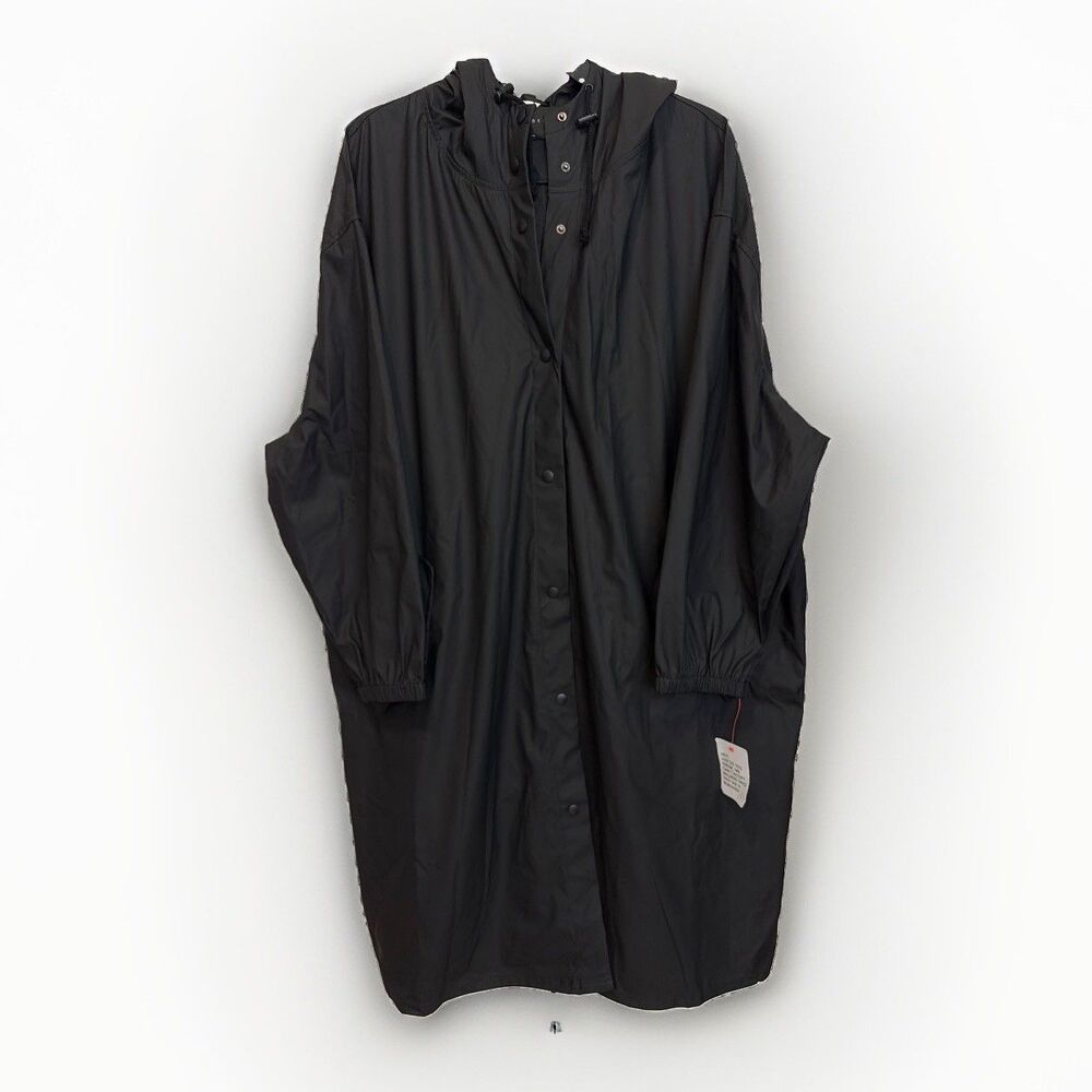 Asos Curve Jacket Black Hooded Raincoat Storm Breaker Unisex Size 2XL
